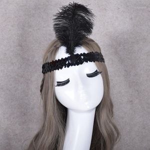 Dekoracje świąteczne Strusie Feather Headband Headspress for Festival Party Flapper Cekiny Charleston Costume p1