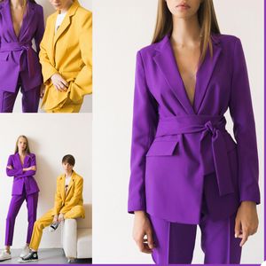 Spring Purple Mother of the Bride Pants Suit Women Ladies Formal Evening Party Tuxedos Formal Work Wear For Wedding 2 pcs