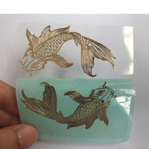 Anpassad 3D Silver Fish Metal Stickers Etiketter Elektronisk Utskrift UV Transfer Självförsegling Märke Nickle Sticker