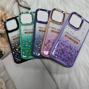 Glitter Star Sequins Bling Clear cases for iPhone 13 12 X XS Max XR Phone Case S22 NOTE 20 2 in 1 TPU Transparent Phone Cover