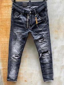 Fashionable European and American men's casual jeans in 2020, high-grade washed, hand-worn, tight and ripped motorcycle jeans LT010-1
