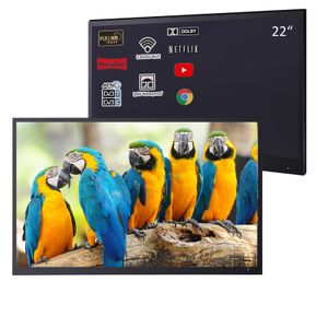 Soulaca 22 Zoll Smart Badezimmer LED-Fernseher Schwarz Android Digital Dusche Wasserdicht IP66 TV SPA 1080P ATSC/DVB eingebettet