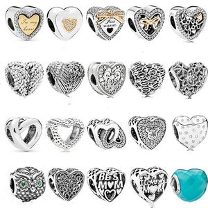 925 Sterling Silver Charm Coração Beads para Pandora Pulseira Mulheres Moda Luxo Jóias Presentes