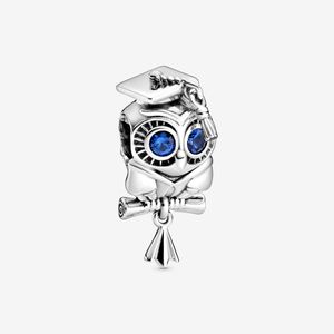 100% 925 Sterling Silver Wise Sowa Graduation Charms Fit Original European Charm Bransoletka Moda Kobiety Wedding Engagement Akcesoria Biżuteria