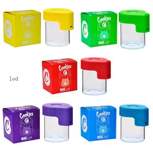 LED light Glow Jar Storage Container bag Magnifying Glass Stash herb Smoking Accessories