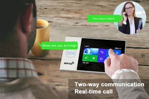 FreeShipping WiFi GSM дома Безопасность Защита смарт Сигнализация Сенсорный экран Охранной комплект для мобильных APP дистанционного управления RFID и разоружить