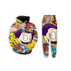 Neue Herren/Damen Cartoon Rugrats in Paris Lustiger 3D-Druck Lässige Mode Hoodies/Jogginghosen Hip Hop Trainingsanzüge Z06