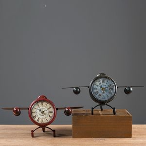 Metal Vintage Airplane Table Clock, 7.5" LJ201204