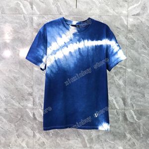 Boya Gömlekleri toptan satış-22ss Erkek Kadın Tasarımcılar T Shirt Tee Degrade Kravat Boyama Kısa Kollu Adam Mürettebat Boyun Paris Moda Streetwear Mavi Kırmızı M XL