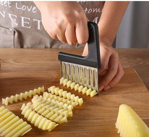 Stainless Steel Potato Chip Slicer Dough Vegetable Fruit Crinkle Wavy Slicer Knife Potato-Cutter Chopper French Fry Maker