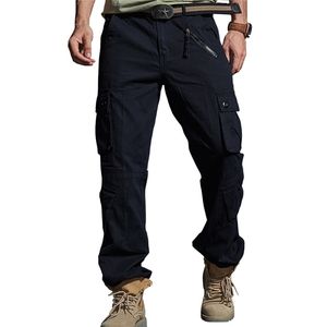 Men's Multi-pockets Military Cargo Pants Army Fight Assault Tactical Combat Long Trousers Casual Straight Cotton Work Trouser 201221