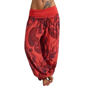 Kvinnors byxor Capris 2022 Vårhöst Bohemian Hög midja Casual Hip Hop HaraJuku Loose Women Wide Leg Harem Pant Fashion Boho Pantalon