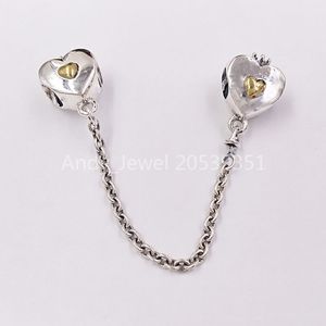 Andy Jewel 925 STERLING Gümüş Boncuklar Kalp Taç Güvenlik Zinciri Takılar Avrupa Pandora Tarzı Takı Bilezikleri Kolye 791878