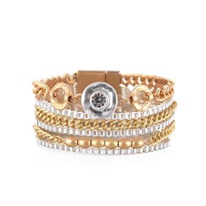 HOVANCI Ins Trendy Gold Link Kette Armband 7 Multi Layer Metall Perlen Kette Unregelmäßige Geometrische Wrap Armband Für Mädchen