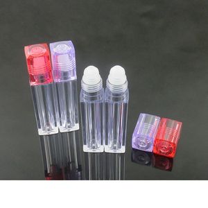 6.5ml Square Lip Gloss Oil Roll On Bottle Portable Empty Refillable Makeup Container Tube Vials DH2146