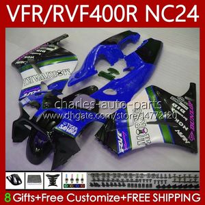 Fairings Kit för Honda RVF VFR 400 VFR400 R 400RR 87-88 Body 78NO.154 VFR400R RVF400R NC24 V4 RVF400 Blue Black R 1987 1988 VFR 400R VFR400RR 87 88 Motorcykel Kroppsarbete