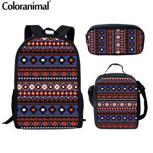 Mochila coloranimal adolescente meninas mochilas conjunto de crianças imprimir bolsas de escola tribal padrão padrão crianças ortopédica schoolbag mamer mujer