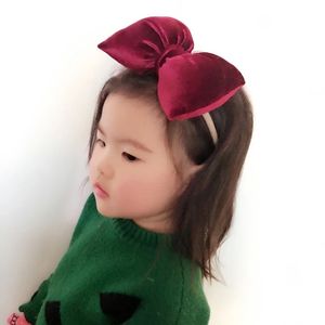 Girls Big Puffy Bow Velvet Headband,kid girl Large Velvet Hair Bow on Skinny Nylon Headband Baby Girls hair accessories