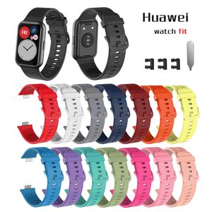 Alça de silicone SmartWatch Parte de substituição Esporte Faixa de pulso Watchband para Huawei Watch Fit Smart Pulseira de Pulseira Acessórios