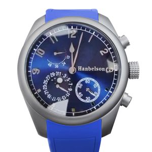 2022 Классические мужские часы Резерв ручной механического движения Moon фаза стальной корпус автоматический кожаный ремешок наручные часы