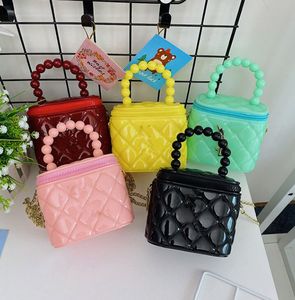 Children Silicone jelly shoulder handbag crossbody bag Girl's chain purse small bucket bag factory price