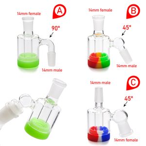 Mini Glass Ash Catcher with 10ml Silicone Container for Glass Bongs Water Pipe Oil Rigs