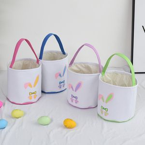 2022 Easter Basket Party Supplies Curved Footprint Butterfly Festival Rabbit Easter Decoration Bucket Gift Bag Portable Storage Buckets