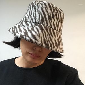 Beanie/Skull Caps Winter Bucket Hat For Women Fisherman Cap Imitation Faux Wollen Leopard Zebra Formal Casual 2021 Trend Unibeauty1