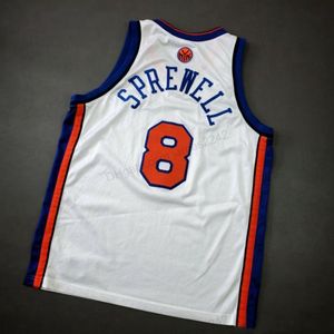 Anpassad retro #8 Latrell Sprewell College Basketball Jersey Men Stitched White I alla storlekar 2XS-5XL Namn eller nummertröjor