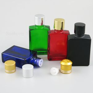 500 x Svart Vit Amber Klar Blå Glasflaska Med Guld Silver Cap Prov 30ml 1oz Parfym Essentail Oil Flaskor