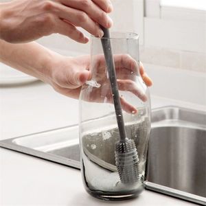 Silicone Baby Feeding Milk Bottle Brush 360 Long Handle Cup Brushes Handheld Soft Head Watering Kitchen Household Cleaning 20220223 H1