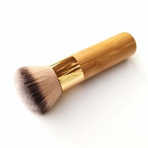 Bambusowy pędzel do makijażu z buforem do aerografu - gęste miękkie włosy syntetyczne bezbłędne wykończenie pędzla do kosmetyków kosmetycznych