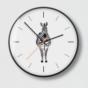 Zebra Wall Clock D Nordic Metal Wall Clock Modern Design för hemdekoration kvarts Super Mute Watch Large on the WA1