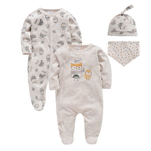 Honeyzone Baby Footies Jumpsuits 0-9months tecknad ekologisk bomull pyjamas kroppsdrag för baby pojke tjej toddler pyjamas bebe lj201023