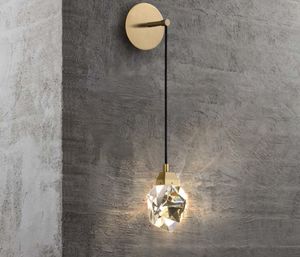 Crystal Lustre Wall Lamp LED Modern Brass Prism Crystal Wall Sconce Besides Indoor Light for Porch Living Room Bathroom