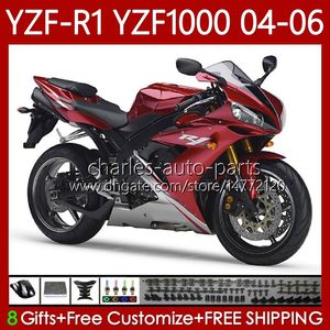 Kit de feiras para Yamaha YZF-R1 YZF R1 1000 CC YZF1000 Dark Red YZFR1 04 05 06 Bodywork 89No.62 YZF R1 1000CC 2004 2005 2006 YZF-1000 2004-2006 Corpo de Motocicleta OEM