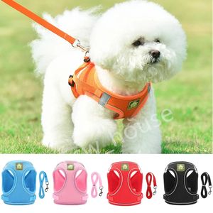 Pets Harness with Walking Leashes Adjustable Reflective Collar for Small Medium Dogs Training Mesh Chest Strap