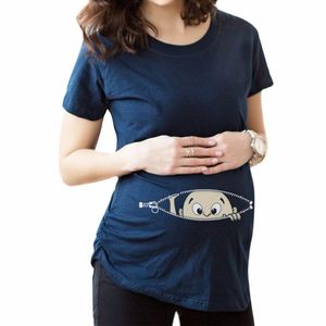 Gravida Blousingルーズフィット服快適なマタニティTシャツ妊娠中の女性トップスTシャツOネック妊娠ロングティーシャツLJ201120