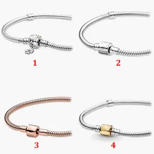 Belas jóias autêntica 925 esterlina prata bead encaixar pandora charme pulseiras jardim margarida cadeia cabeça cobra pulseira cadeia de segurança pingente diy pérolas