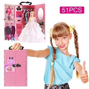 DIY miniature dollhouse doll house doll closet with doll house furniture toys for children Christmas gift LJ200909