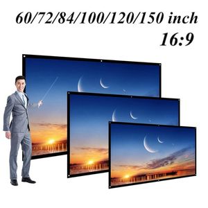 Projection Screens 60 72 84 100 120 Inch Projector Screen HD 16:9 White Dacron Diagonal Video Wall Mounted For Home Theater Movie