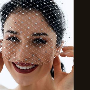 Veli da sposa Velo fascia bianca per strass lucidi Gabbia per uccelli Donna Accessori per capelli da sposa Fascinatori affascinanti