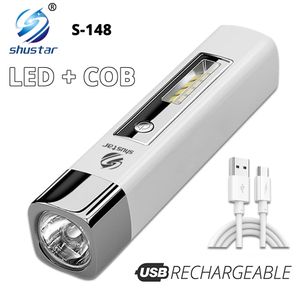 Rechargeable Led Flashlight Torch 4 Lighting Modes With COB Side Light Power Bank Camping Adventure Outdoor Portable Lights
