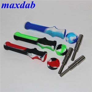 Smoking Silicone Nectar pipe Kit with Titanium Nail Tip Collection Smoking Oil Dab Hand pipes