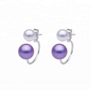 Wholesale silver jewellery settings for sale - Group buy Sterling Silver Jewellery Findings Earstud Front and Back Two Way Pearl Earring Settings Pairs