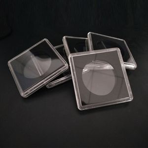 Plast Square Coin Holder Kapslar Container Mynt Transparent Gaine Små Round Coin Collection Boxes Display LX3328