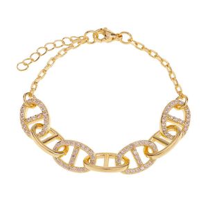 Luxo ouro barato pulseira bangl mulheres cadeia cúbica zirconia pulseira de cobre