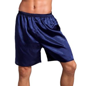 Einfarbige kurze Hose aus weicher Seidenimitation, elastische Taille, dünne, lockere Boxer-Pyjamahose, Herrenkleidung, Will und Sand