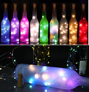 Vinflaska Cork Lights String 2m 20 LED Lyser Batteri Ström för Party Bröllop Nyår Jul Halloween Bar Decor Bottle Lights