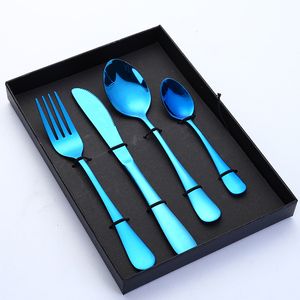 Vierteiliges Besteckset aus Edelstahl, westliches Steakbesteck, Mahlzeit, Messer, Gabel, Löffel, Geschenkbox, Zuhause, Esszimmer, Küche, Restaurantbedarf, YL0053